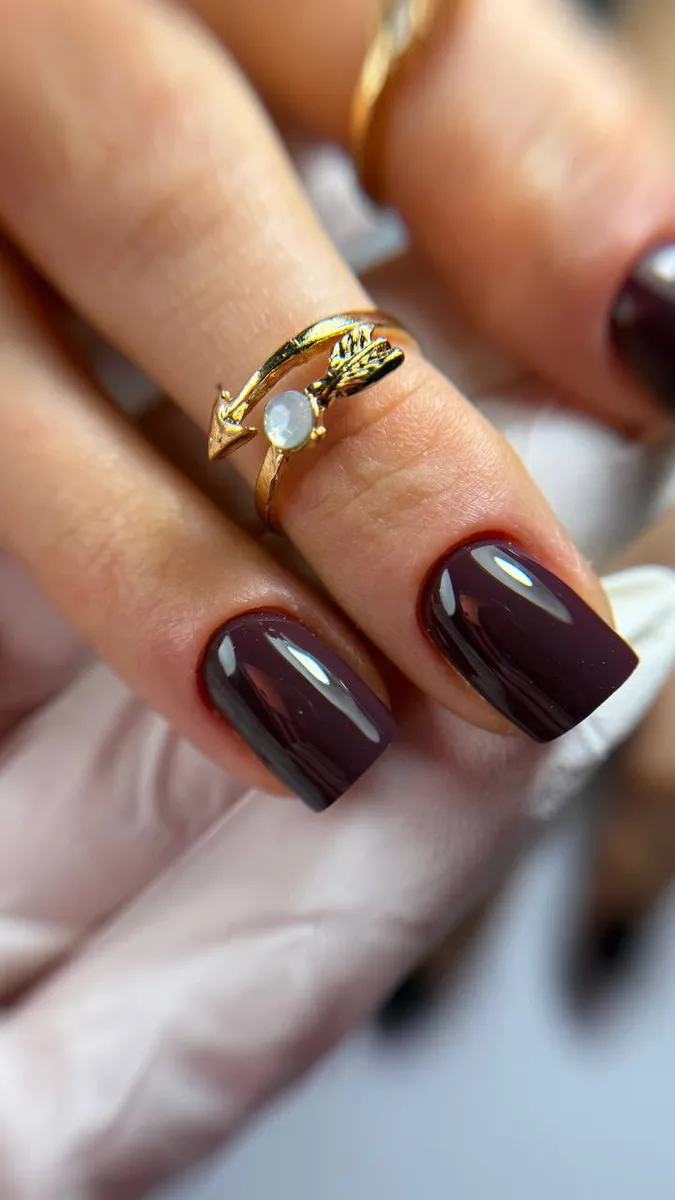 Glossy burgundy polish